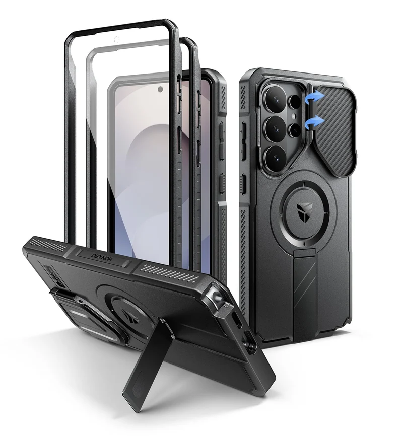 Dexnor for Samsung Galaxy S26 Ultra Case with Camera Cover & Adjustable Kickstand & Screen Protector, Compatible with MagSafe, R
