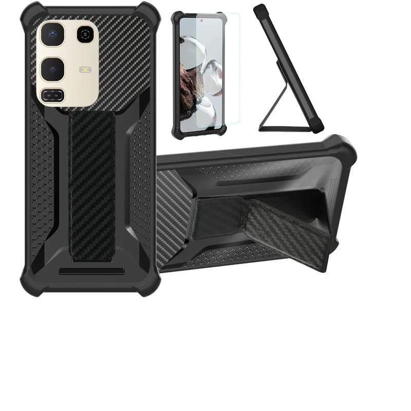 Kinetijy Case Compatible for Blu G45 Phone Case Stand Cover [for Tempered Glass Screen Protector] Hybrid Case [Folding Support M