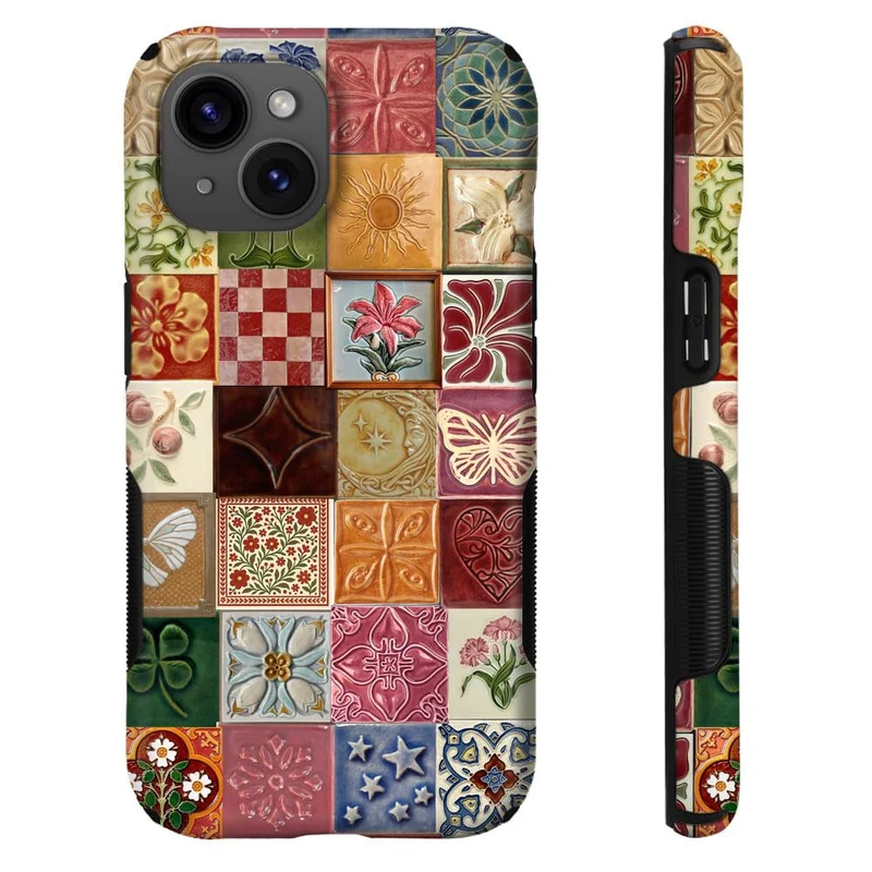 NOWETOO Case for iPhone 15,Mosaic Tile Bohemian Retro Y2k 90s Phone Case,Trendy Magsafe Silicone Shockproof Cover for Girl Women