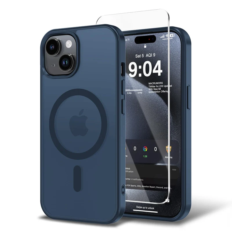BPOASE Magnetic for iPhone 15 Case,for iPhone 13 Case/iPhone 14 Case with Screen Protector,Compatible with Magsafe Ultra Slim Tr