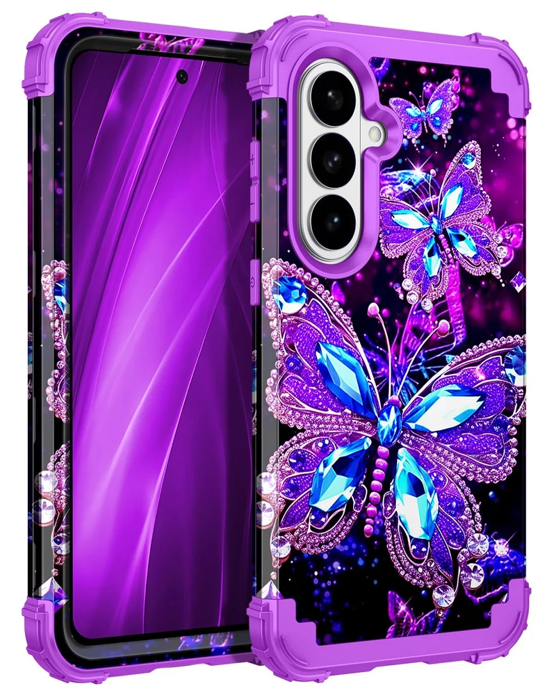 Miqala for Galaxy S26 Case,Glow in The Dark Three Layer Heavy Duty Shockproof Protection Hard Plastic Bumper+Soft Silicone Prote