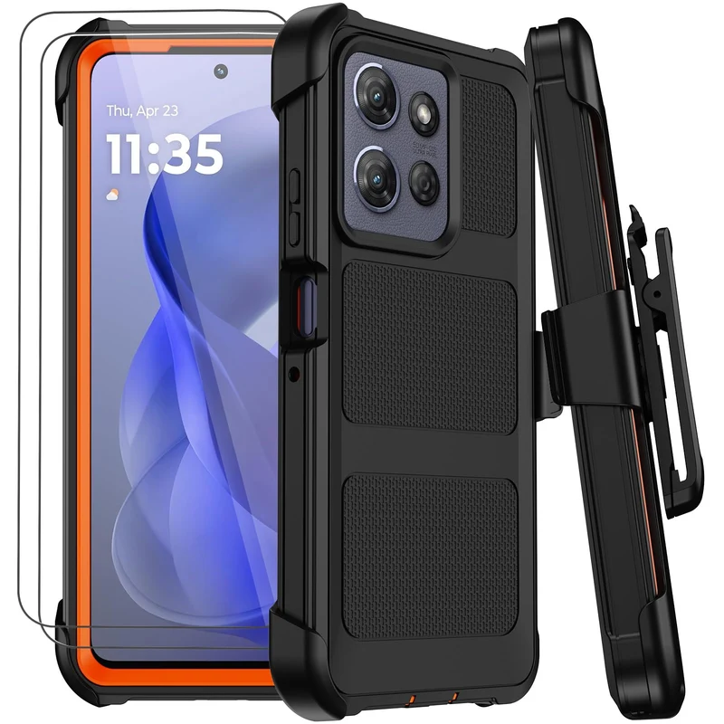 for Moto G Power 2026 Case with Belt Clip Holster,AntiDrop Rugged (Orange