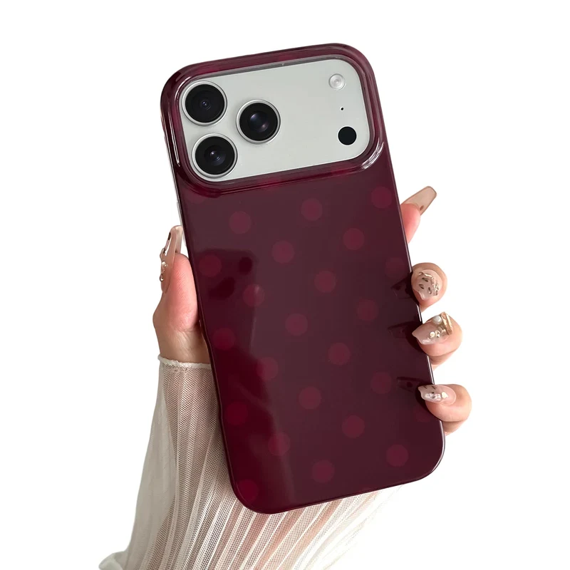 Skyseaco for iPhone 17 Pro Case Cute Aesthetic Polk Dot Phone Case Soft Slim TPU Shockproof Phone Cover for Women Girls, Burgund