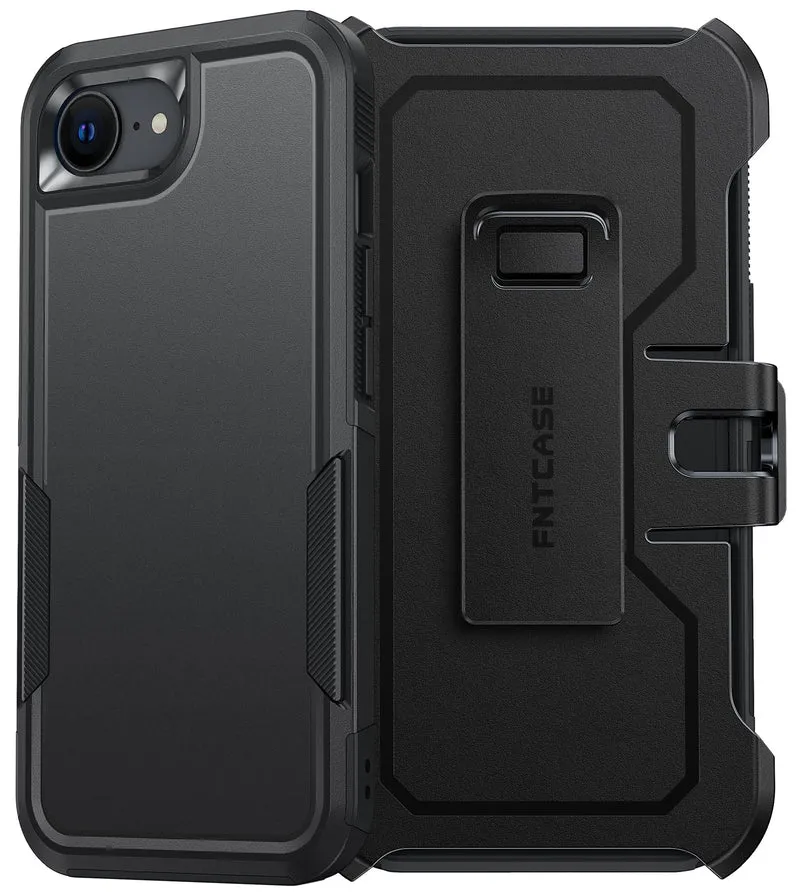 FNTCASE for iPhone 17e/16e Case with 360 Rotatable BeltClip Holster