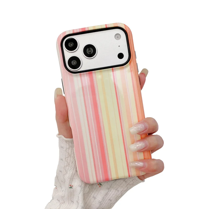 XYUQZQ Colorful Striped Pattern Phone Case,for iPhone 17 Pro
