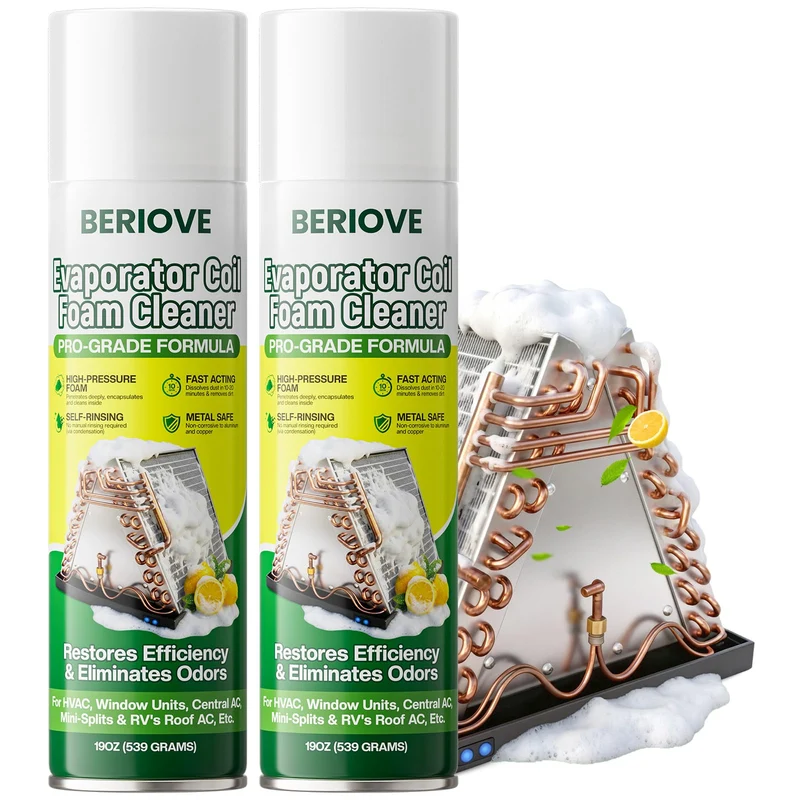 BERlOVE Foaming AC Coil Cleaner for Evaporator & Condensers 19oz (2PCS)
