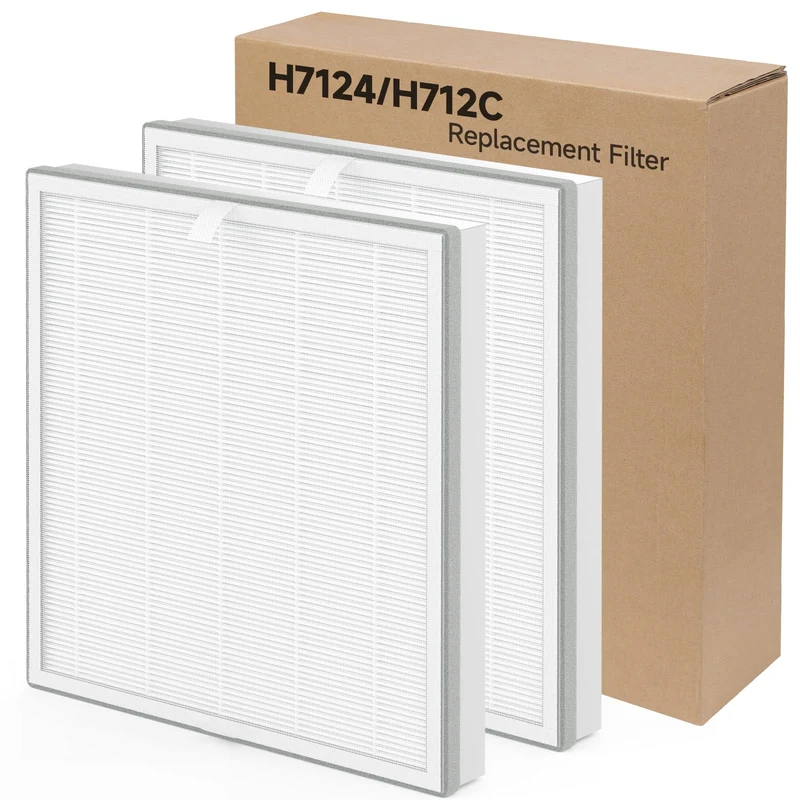 2 Packs H7124 Replacement Filter for GoveeLife H7124 & H712C Smart Air Cleaner Purifier, 3 Stages Filtration of Main Filter and