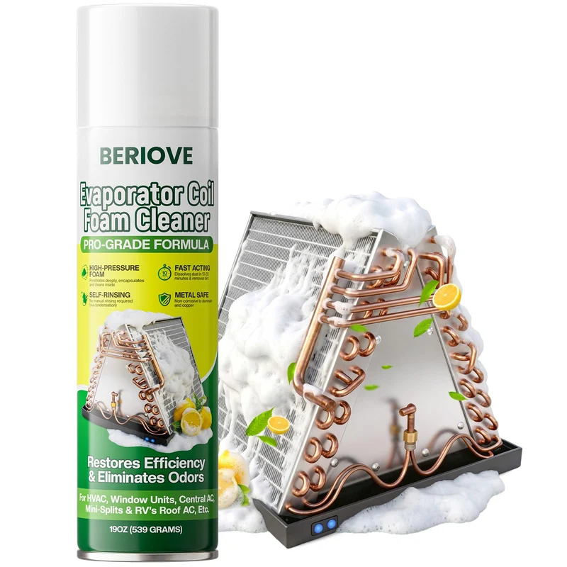 BERlOVE Foaming AC Coil Cleaner for Evaporator Coils & Condensers 19oz