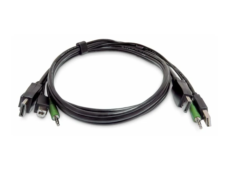 10Ft (3M) Dual-Displayport Kvm Cable, Usb 2.0, 3.5Mm Audio, Universally Compatib