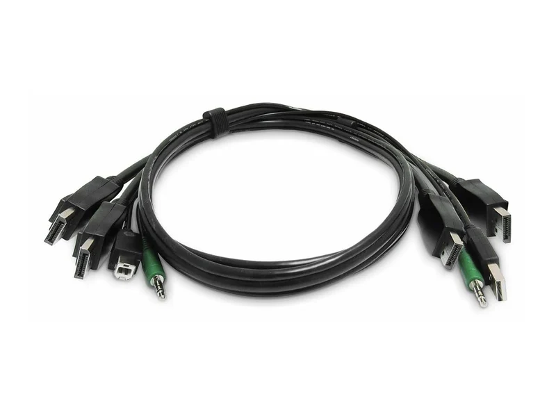 6Ft (1.8M) Displayport Kvm Cable, Usb 2.0, 3.5Mm Audio, Universally Compatible C