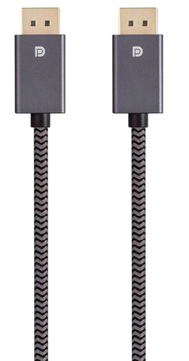Displayport 1.4 Easyplug Nylon Braided Cable, 3Ft, Gray (10 Pack)