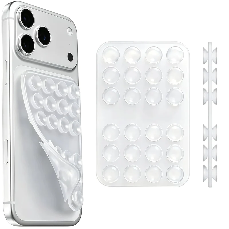 Upgraded Double Sided Silicone Suction Cup Phone Case Mount, Transparent