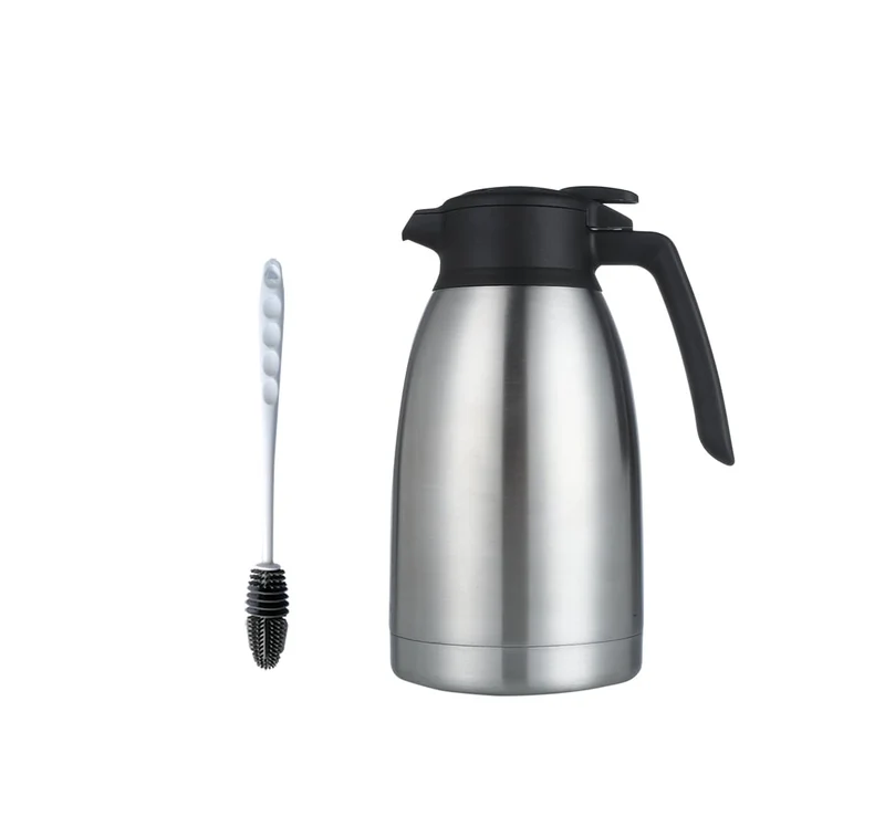 Heritage66 2L Thermal Coffee Carafe with Cleaning Brush TripleWall Vacuum Insulated Stainless Steel Server, Keeps Drinks Hot