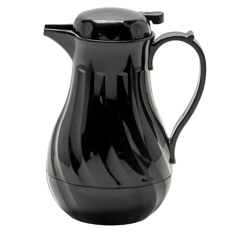 Winco 42 oz Black Insulated Beverage Server, Swirl