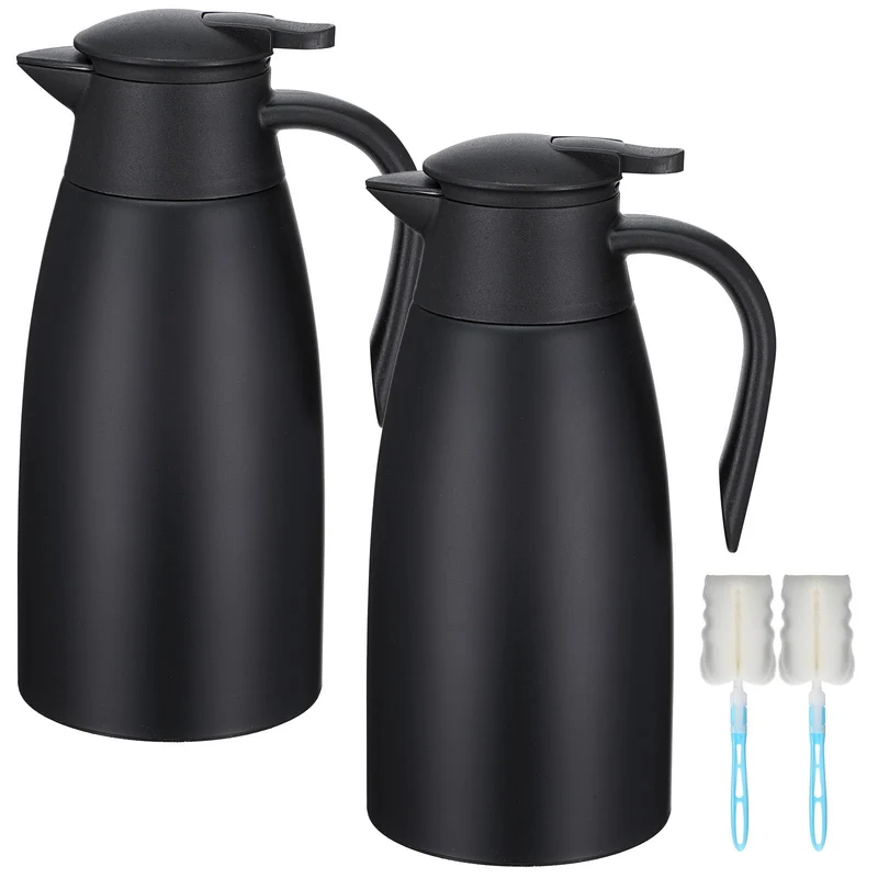 2Pcs 68OZ Insulated Stainless Steel Thermal Coffee Carafe with Brushes