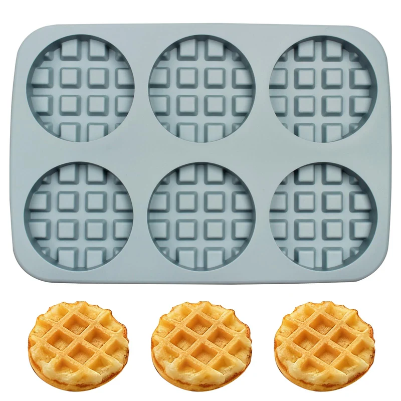 Fchil Silicone Round Waffle Mold Tray, 6Cavity, 25.3 x 17 cm