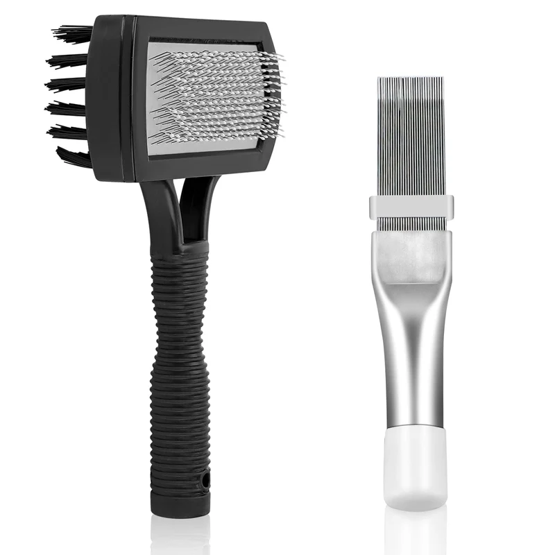Cenipar Air Conditioner Coil Cleaning Brush Fin Comb Straightener 2 PCS Include DualSided HVAC Coil Cleaning Brush and Metal Ra