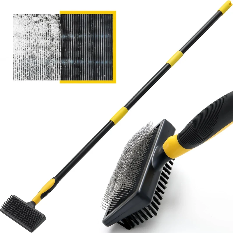 HVAC Coil Cleaning Brush with Long Handle, DoubleSided AC Cleaner Brush