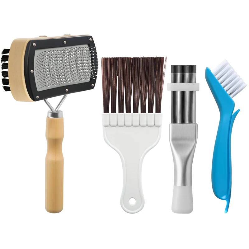4Pcs AC Coil Cleaning Brush Set, Coil Cleaning Fin Brush for AC Unit, Air Conditioner Condenser Coil Cleaner, Evaporator Coil Cl