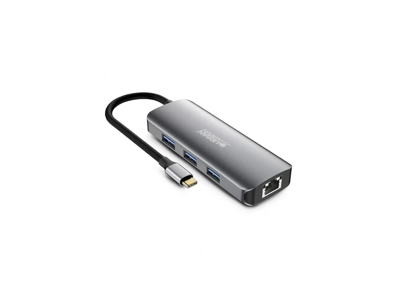 Urban Factory 8-In-1 Usb-C Hub With 3 Usb-A / 1 Hdmi 4K / 1 Rj45 / 2 Card Reader