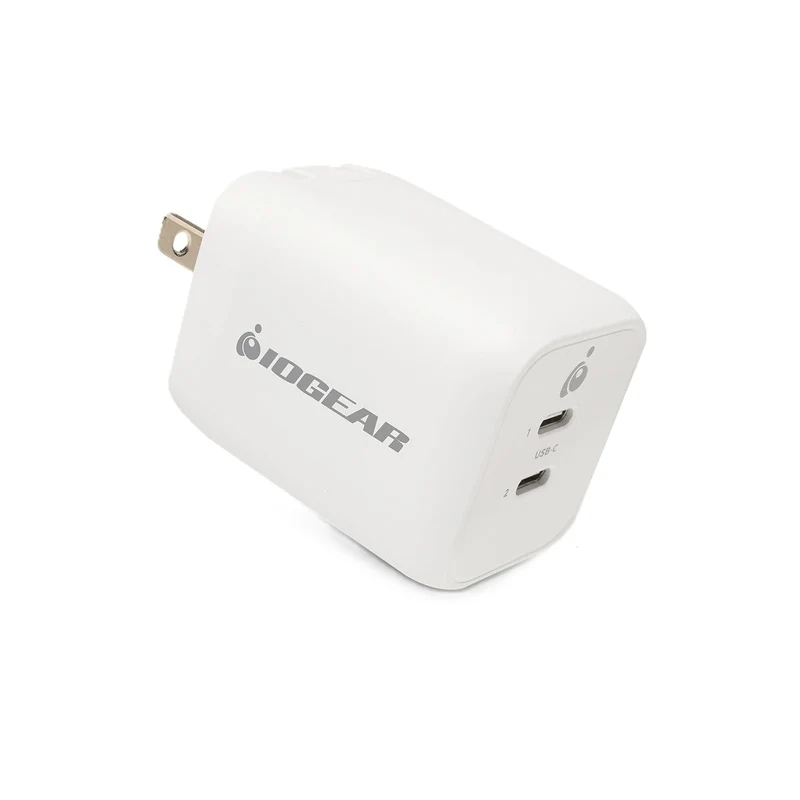 Iogear Gearpower Dual Usb-C 65W Charger, Pps, Gan, Cable Included, Gpawc65W