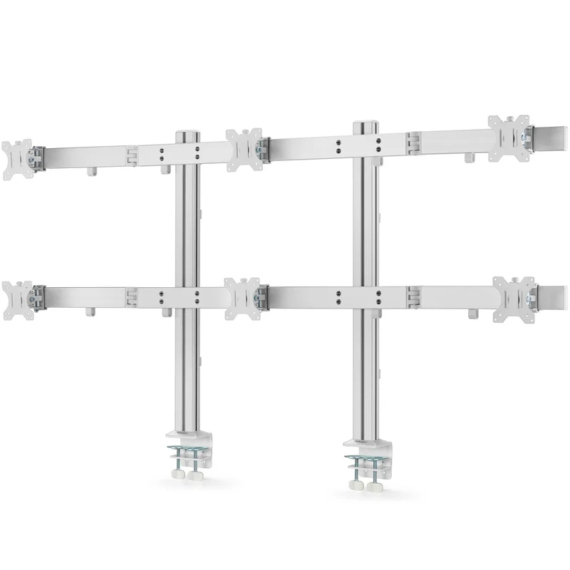 Six-Monitor Desk Mount With Crossbar, Up To 32-Inch Computer Screens, Max 17.6Lb