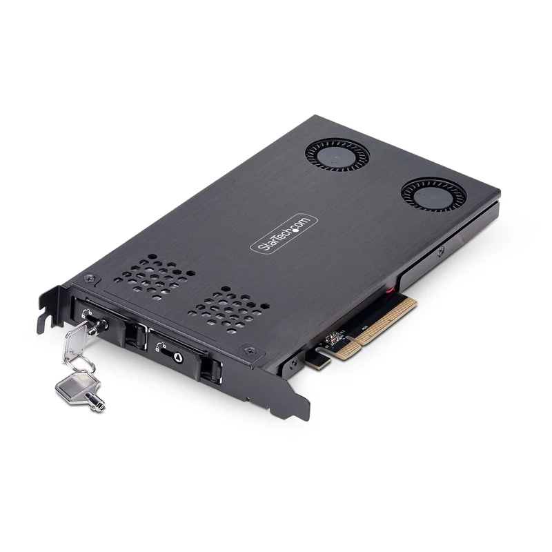 Dual-Bay M.2 Nvme Ssd To Pcie X8 Removable Mobile Rack; Bifurcation Required; To