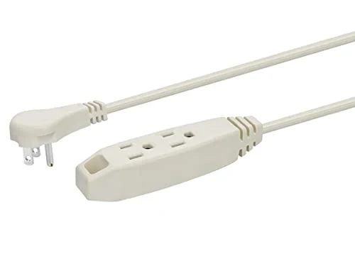 Monoprice 3-Outlet Flat Plug Household Extension Cord_16Awg_13A_Spt-2_White_10Ft