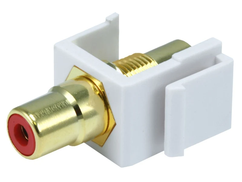 Monoprice Keystone Jack - Modular Rca W/Red Center (White)