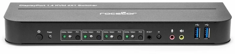 Solidkvm Sk04 Displayport 1.4 And Usb 3.0 4X1 Kvm Switch 4K@60Hz- 4-Port Display