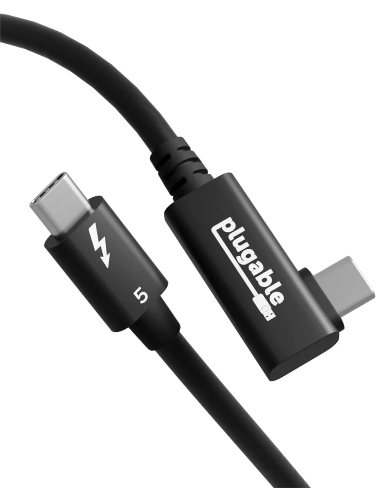 Plugable Thunderbolt 5 Cable Right Angle 80Gbps 240W Charging Thunderbolt Certi