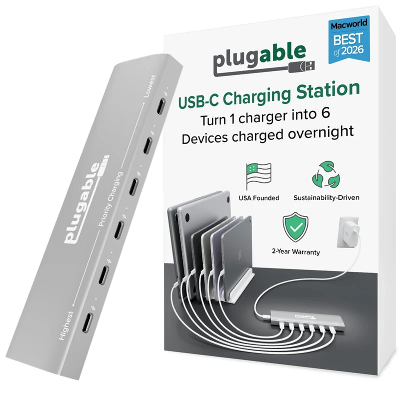 Plugable Usb Type-C Power Delivery 6-Port Priority Charger