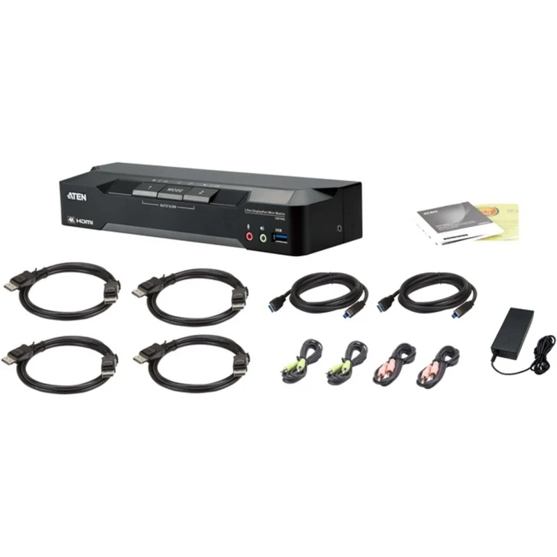 2-Port 4K Displayport Dual Display Mini-Matrix Kvm With Boundless Switching