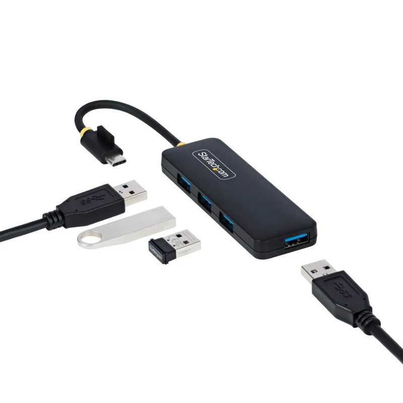 4-Port Usb-C Hub, 5Gbps, Usb-C To 4X Usb-A, Bus Powered, Small Travel Mini Hub,
