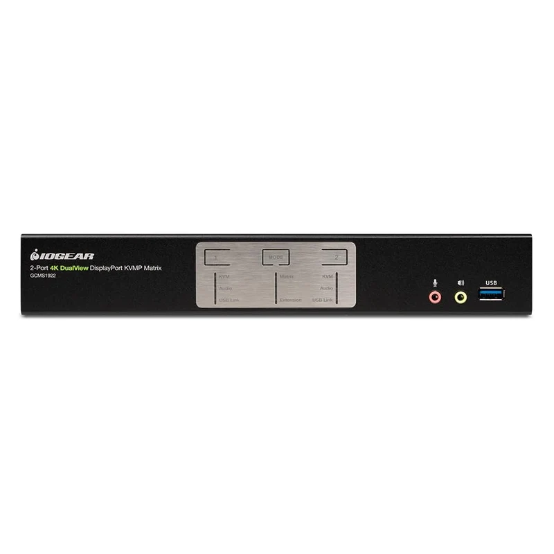 2-Port 4K Dual View Displayport Matrix Kvm With Usb/Audio/Mouse Crossover Switch