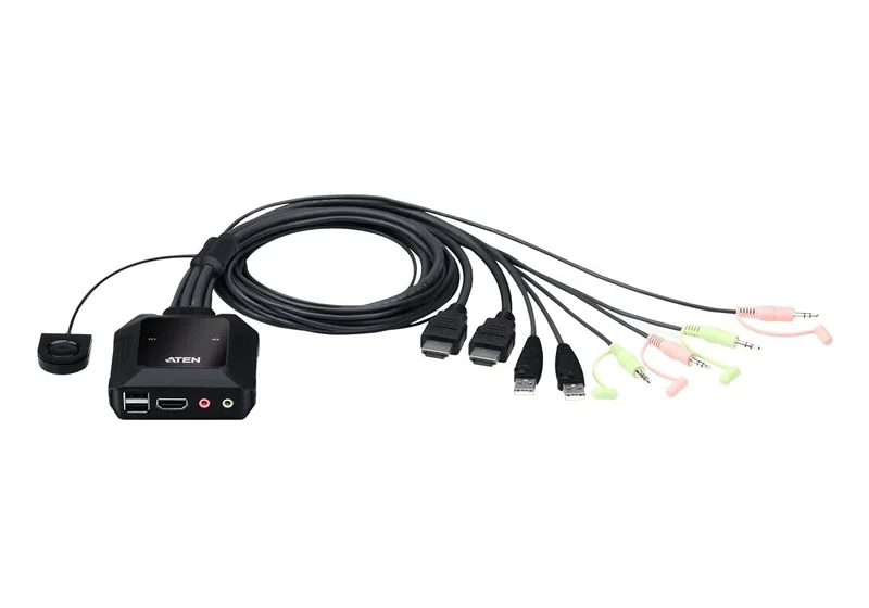 2-Port Usb 4K Hdmi Cable Kvm With Remote Port Selector