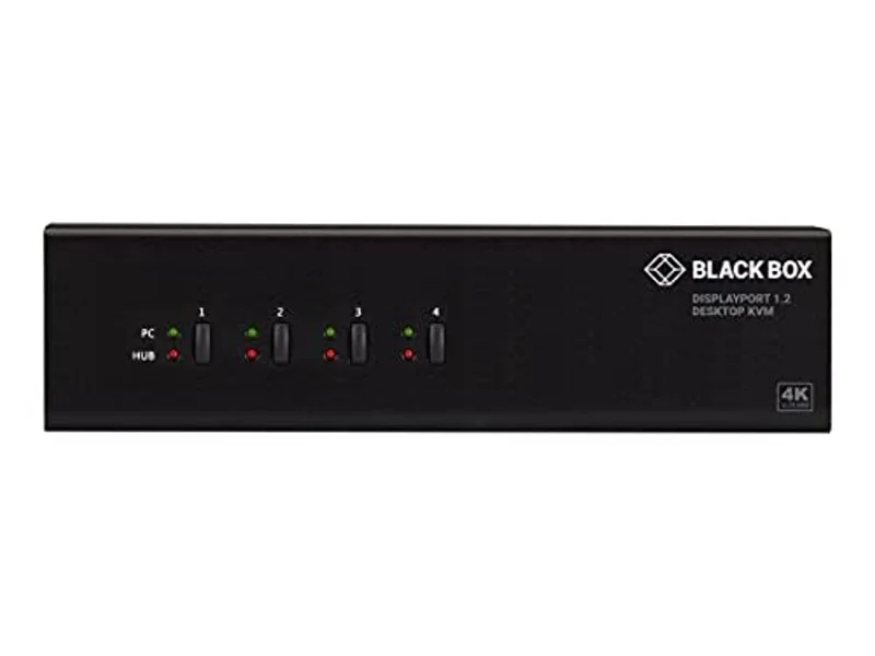 Kvm Switch - 4-Port, Dual-Monitor, Displayport 1.2, 4K 60Hz, Usb 3.0 Hub, Audio