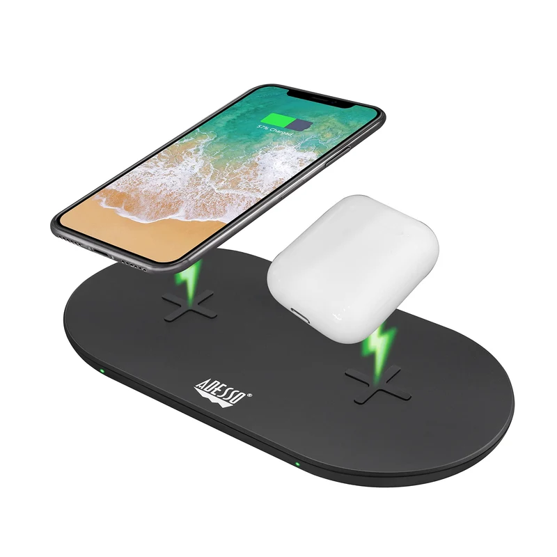 15W Max Dual Wireless 2 Coils Qi-Certified Fast Charging Pad