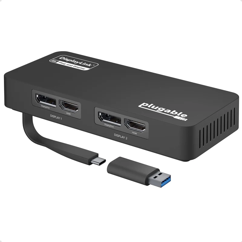 Plugable 4K Displayport And Hdmi Dual Monitor Adapter For Usb 3.0 And Usb-C, Com