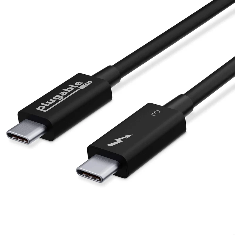 Plugable Thunderbolt 3 Cable 40Gbps Supports 100W (20V, 5A) Charging, 2.6Ft / 80