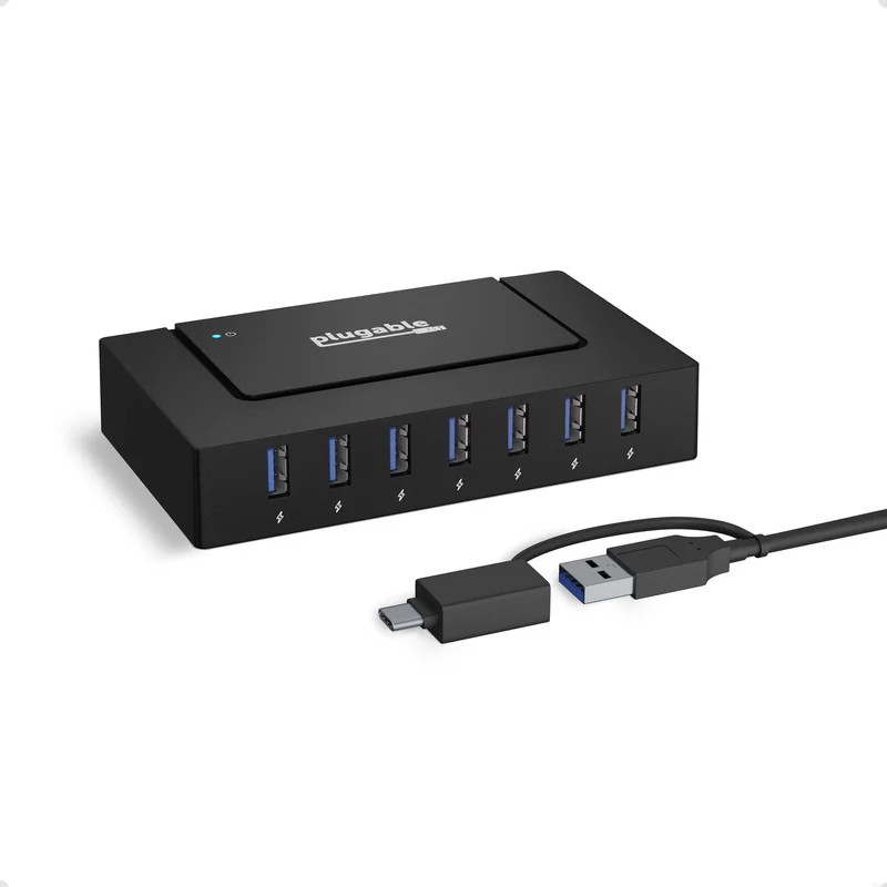 Plugable 7-In-1 Usb Charging Hub With Data Transfer For Laptops With Usb-C Or Us