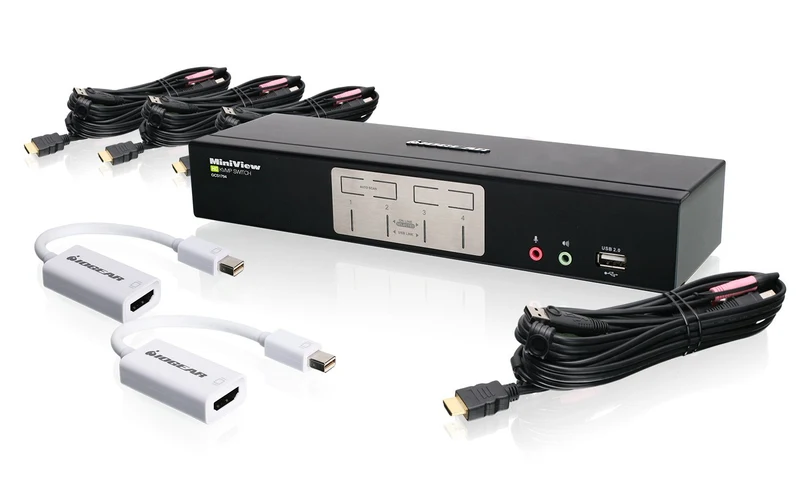 4-Port Hdmi Kvmp Switch With Mini Displayport Adapters Taa Compliant