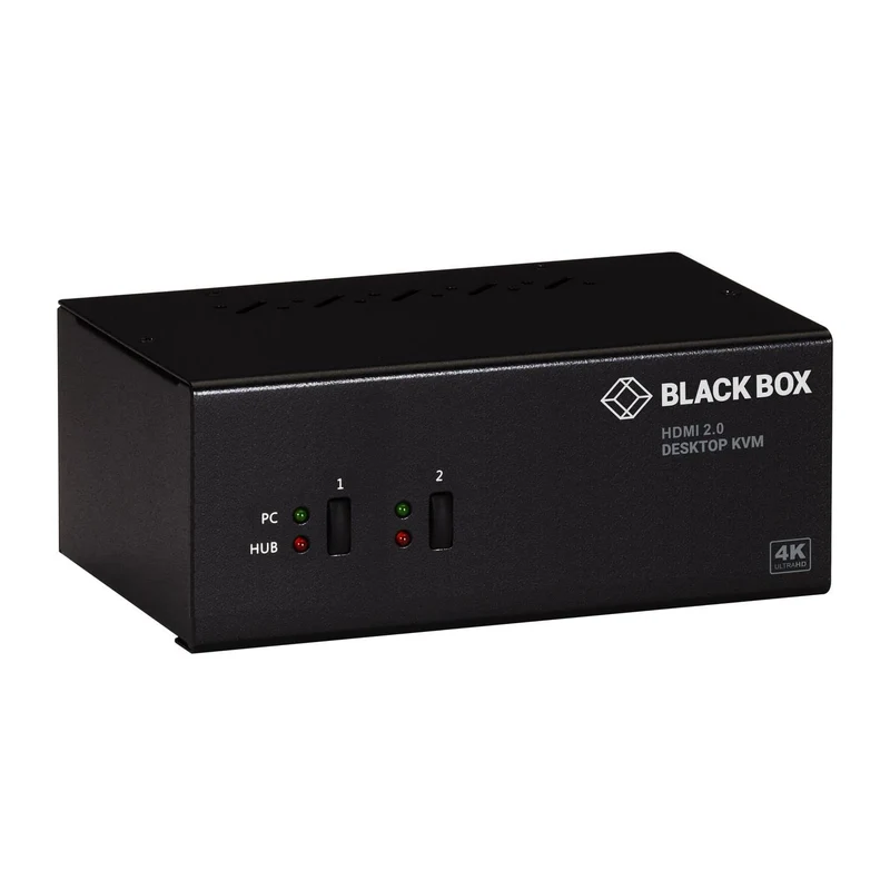 Kvm Switch - 2-Port, Dual-Monitor, Hdmi 2.0, 4K 60Hz, Usb 3.0 Hub, Audio
