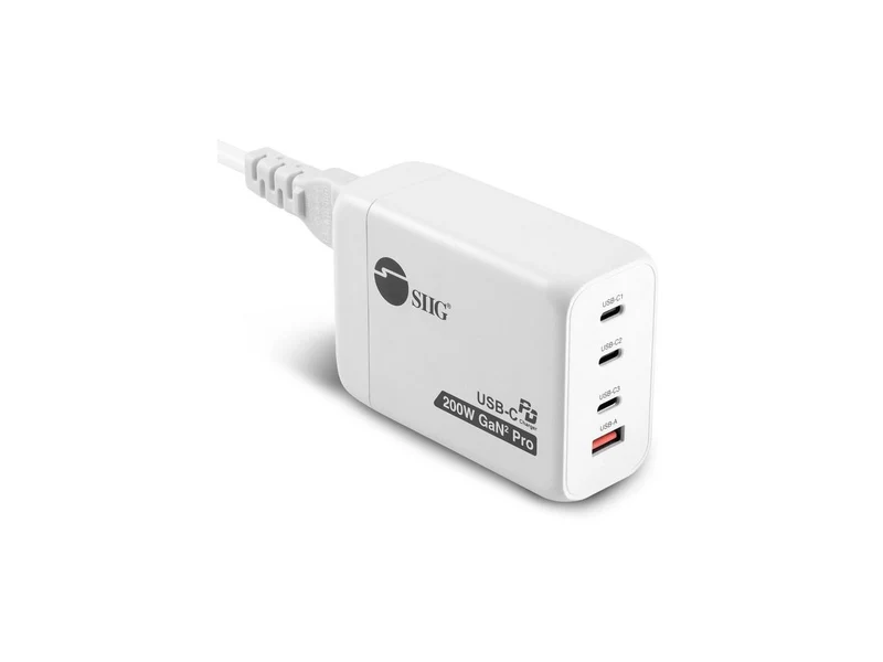Siig 200W Gan Pd Combo Charger - 3C1A 4-Port, Etl Certified (Ac-Pw1V11-S1)