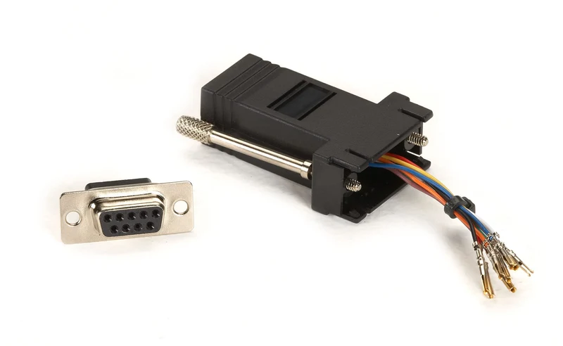Modular Adapter Kit With Thumbscrews - Db9 (Female) To Rj45 (Female), Black