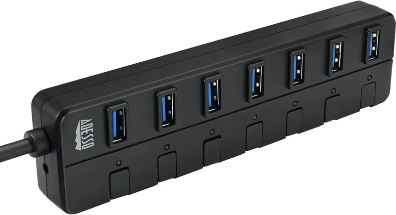 Adesso 7 Ports Usb 3.0 Hub With Ac Power Adapter And Power Saving Switch , Compa