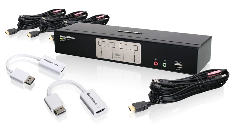 4-Port Hdmi Kvmp Switch With Displayport Adapters Taa Compliant