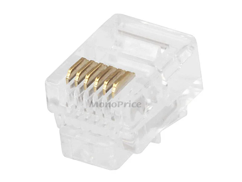 Rj12 6P6C Plug Round Solid 50Pcs/Bag