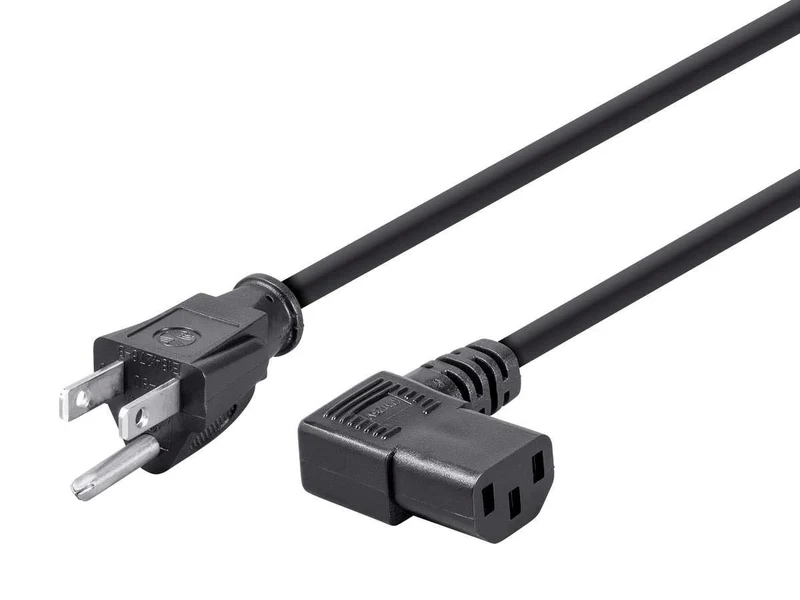Right Angle Power Cord Cable 15Ft
