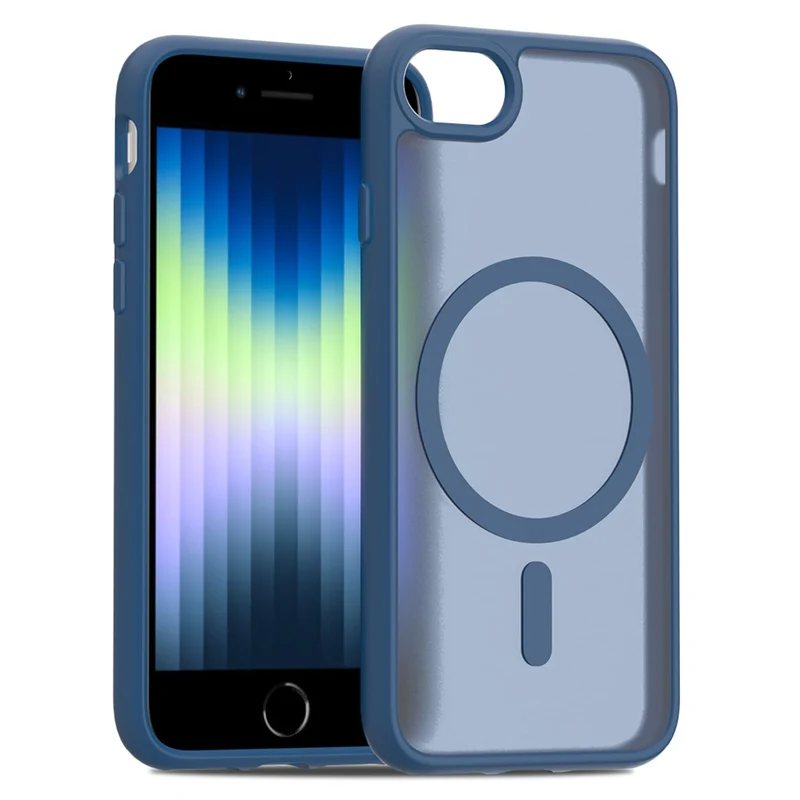 PinLiSheng Magnetic for iPhone SE Case 2022/3rd/2020/2nd gen, iPhone 8 & iPhone 7 [Compatible with Magsafe] Shockproof Slim Translucent Matte Protective Phone Case - Blue